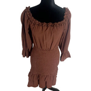 Petal & Pup Babydoll Smocked Ruffled Dress Size Medium Cottage Peasant Milkmaid